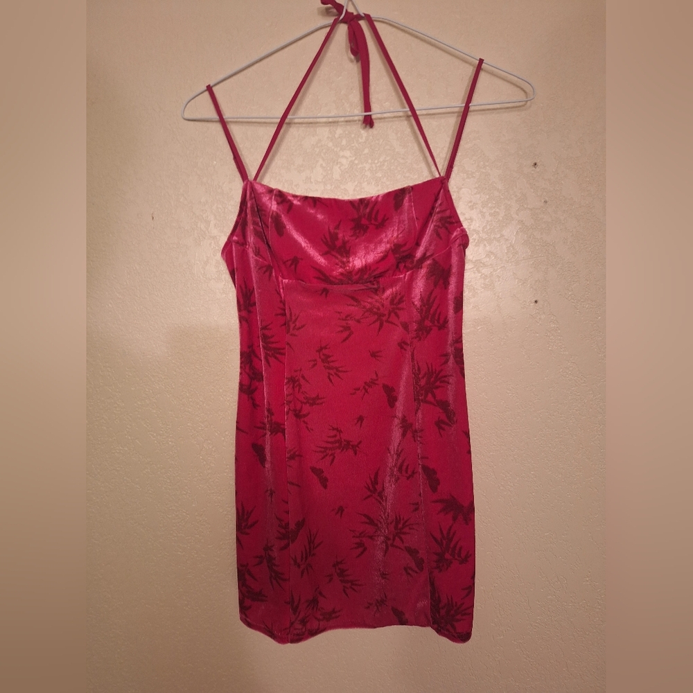 Sleek Pink Floral Slip Dress